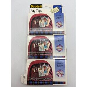 LOT of 3 Scotch Bag Tags Cold Laminating Protectors 5 Pcs Each No Machine Needed